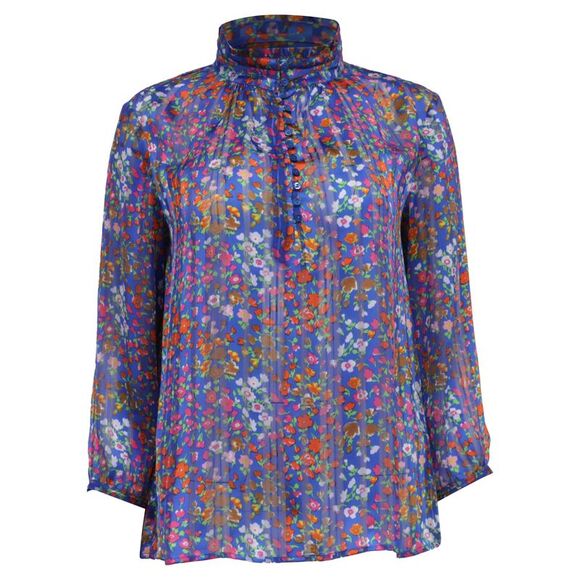 ba&sh Tops - Ba&Sh Floral-Print Mock Neck Blouse in Multicolor Polyester